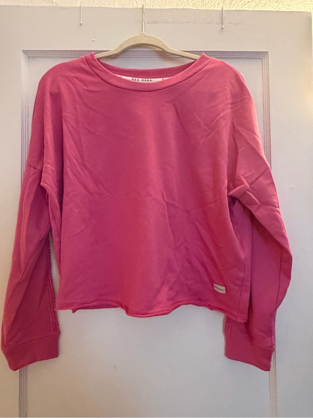 Rae Dunn Pink Long Sleeve Pullover Top